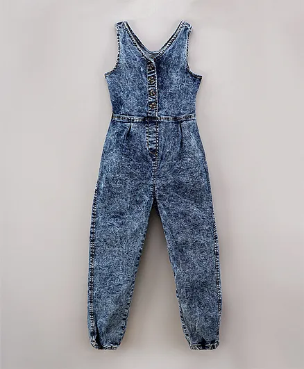 Minoti Acid Wash Denim Jumpsuit - Blue