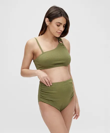 Mamalicious Asymmetrical Neck Two Piece Maternity Swimsuit - Loden Green