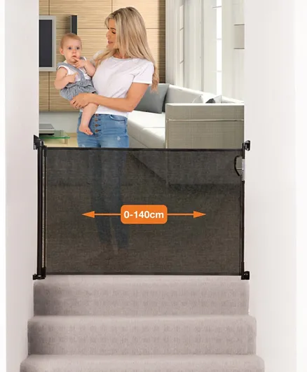 Dreambaby Retractable Baby Safety Gate Extra Wide & Tall Mesh Gate - Black