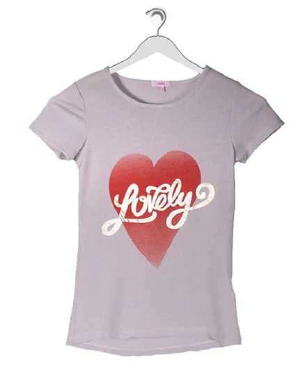 Jelly Foil Heart Top - Stone Grey