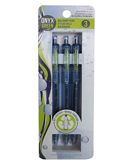 Onyx And Green Eco Friendly Ball Pen Blue Ink (1006) - Pack of 3