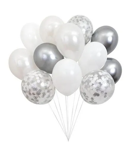 Meri Meri Silver & Grey Beautiful Balloons - Pack of 12