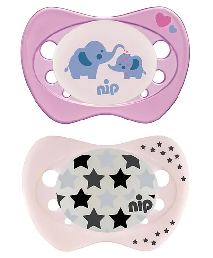 Nip Silicone Night Soothers Elephant & Star Blue - Pack of 2
