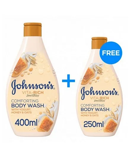 Johnson's Bodywash Honey Oat And Yogurt - 400mL + 250mL Free
