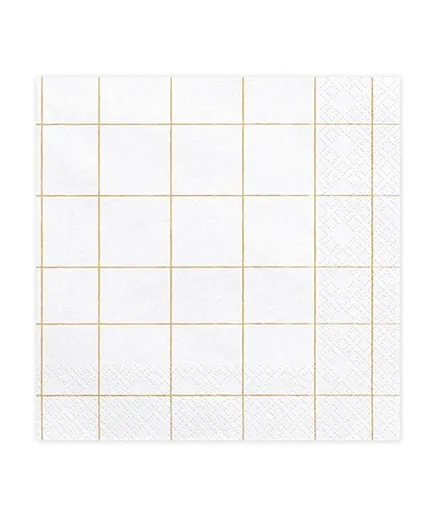PartyDeco Grid Gold Napkins - Pack of 20