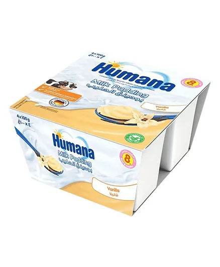 Humana Milk Pudding Vanilla, Baby Snack Pack of 4 - 100 Grams Each