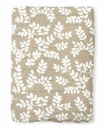 A Little Lovely Company Muslin Cloth XL Leaves - Taupe