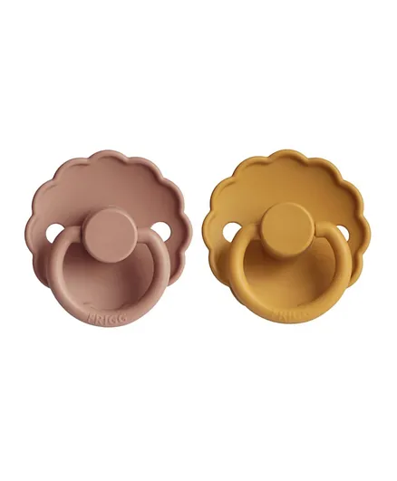 FRIGG Daisy Silicone Baby Pacifier 2-Pack Honey Gold/Rose Gold - Size 2