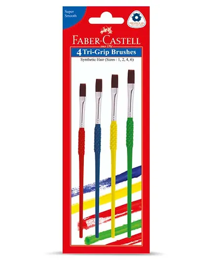 Faber Castell Tri Grip Flat Paint Brushes Multicolor - 4 Pieces