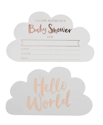 Ginger Ray Hello World Invitations Pack of 10 - White