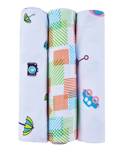 بطانية قماط موسلين للأطفال من وندر وي ، مجموعة من 3 قطع - متعددة الألوان
