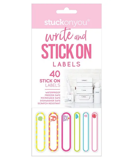 Stuck On You Write On Labels Stick On Pink - 40 Pieces