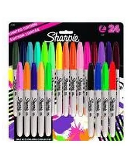 Sharpie Permanent Fine Markers Pack of 24 - Assorted