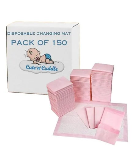 Cute 'n' Cuddle Disposable Changing Mats Pink - Pack of 150
