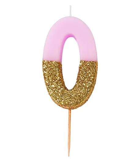 Talking Tables  Glitter Number Candle 0 - Pink
