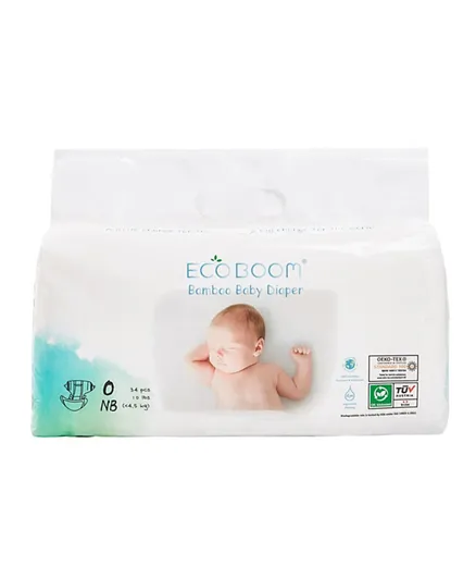 Eco Boom Premium Bamboo Diapers Newborn - 34 Pieces