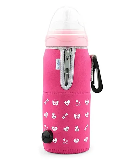 Nuvita Travel Bottle Warmer With Zip Elastic Neoprene Material compatible With All Bottles Pink - 1074