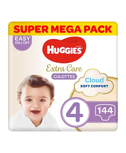 Huggies Super Mega Pack of 4 Pant Style Diaper Pack of 4 Size 4 - 144 Pieces