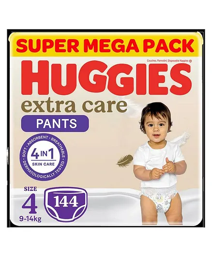 Huggies Extra Care Culottes Pant Style Diapers Super Mega Pack of 4 Size 4 - 144 Pieces