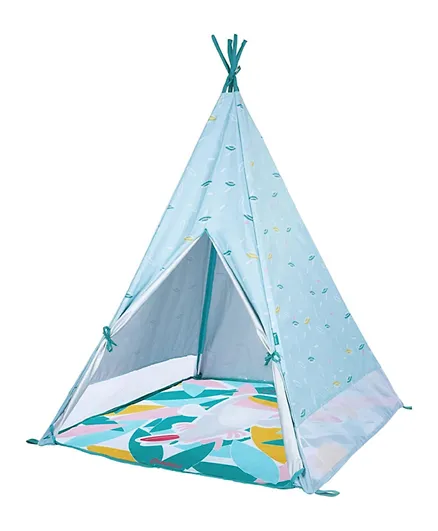 Badabulle Teepee Tent for Kids with Play Mat & Carrying Bag & Pegs - Blue