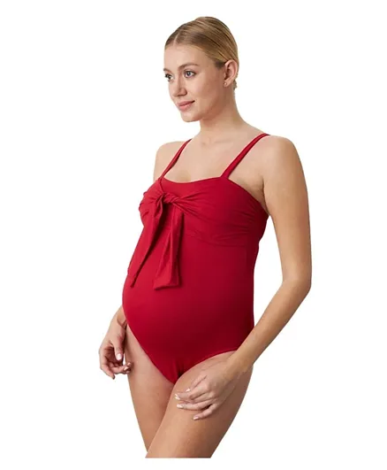مامز آند بامبس - بيز دور ملابس سباحة حمراء للحوامل قطعة واحدة من إيبيزا بلون برجندي