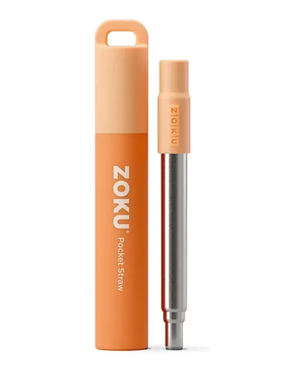 زوكو - طقم قشة وجيب ثنائي اللون برتقالي - 3 قطع