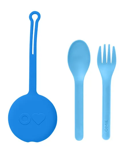 OmieBox OmiePod Kids Cutlery With Holder Set - Capri Blue