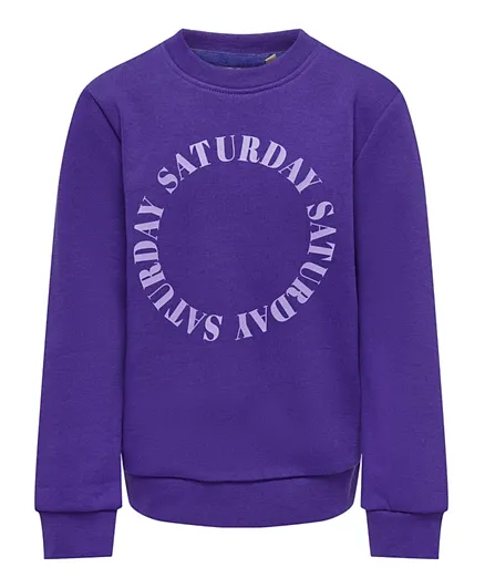 Only Kids Saturday Printed Sweatshirt - Purple