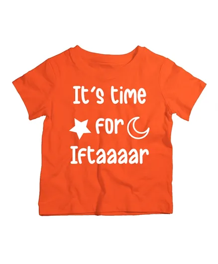 Twinkle Hands Its Time For Iftar T-Shirt - Orange