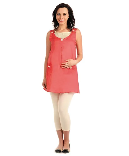 House of Napius Maternity Sleeveless Tunic with Button Detail - Red