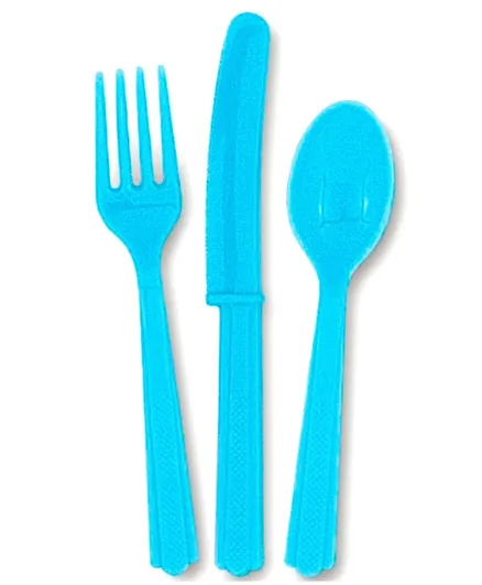 أدوات مائدة قوية باللون الأزرق من يونيك - عبوة من 18 قطعة