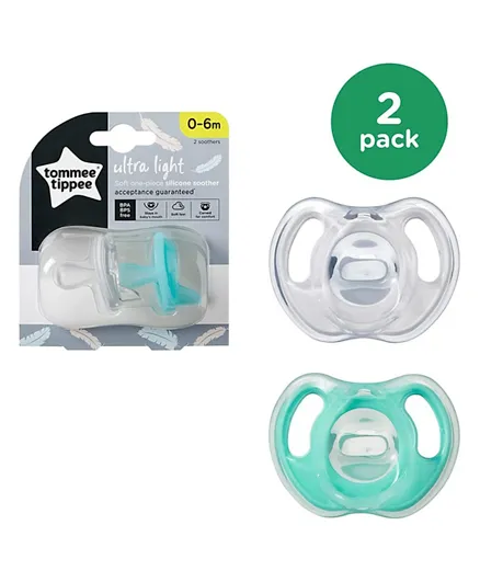 Tommee Tippee Ultra-Light Silicone Soother Dummies - Pack of 2