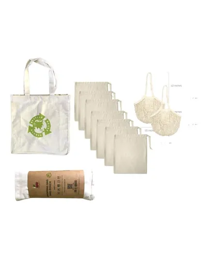 CherryPick Eco Friendly Cotton Shopping & Storage Bags - 10 Pc