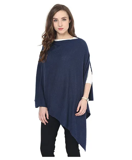 Pluchi Knitted Nursing Poncho Rosette - Navy Melange