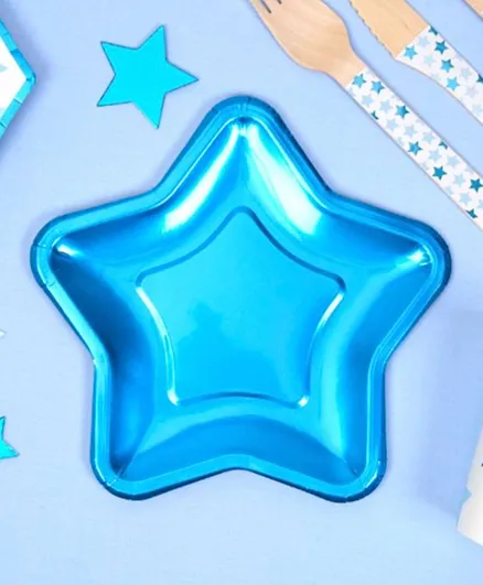 Neviti Foil Star Small Plate Blue - Pack of 8