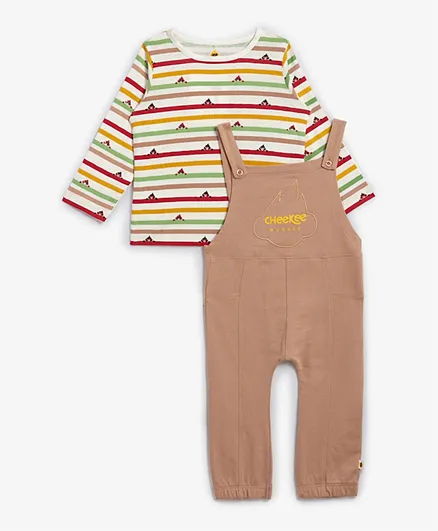 Cheekee Munkee 2-Pieces Dungaree Set With T-Shirt - Multicolor