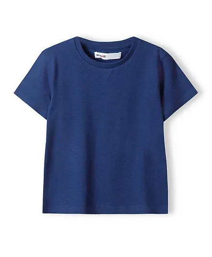 Minoti Cotton Embroidered Crew Neck T-Shirt - Blue