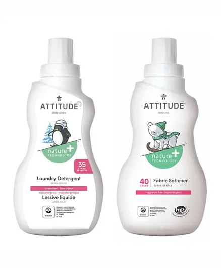 Attitude Little Ones Laundry Detergent and Fabric Softener Pack of 2 - 2.05L