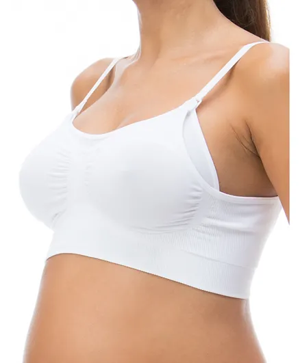 Relaxmaternity 5703 Nursing Bra With Drop-Down Cups And Adjustable Straps - White