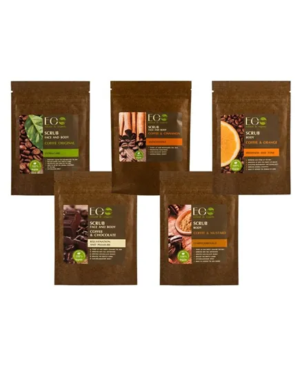 EO Laboratorie Natural & Organic Coffee Face & Body Scrubs Free (40g x 5) - Pack of 5