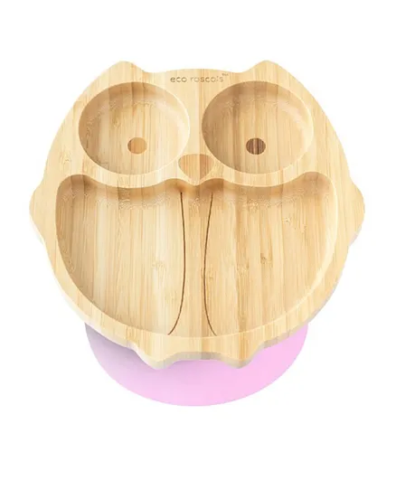 Eco Rascals Bamboo Owl Suction Plate - Pink