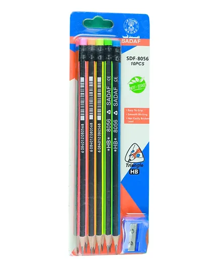 SADAF HB Rubbed Tipped Pencil Pack With Sharpener - 11 Pieces