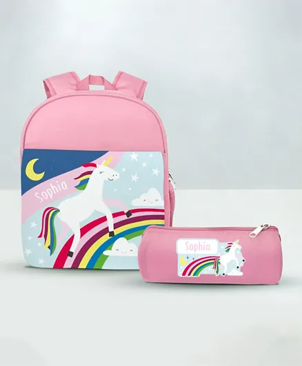 Essmak Unicorn Personalized Backpack & Pencil Pouch Pink - 11 Inches