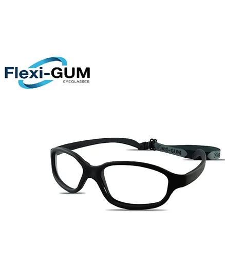 Flexi-Gum Flexible Kids Eyeglasses Frame with Strap - Black