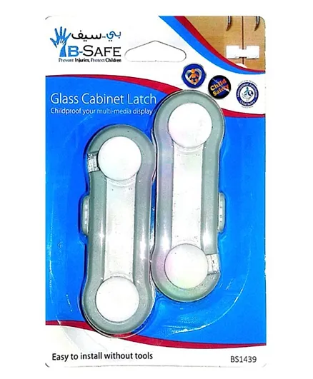 B-Safe Glass Cabinet Latch White - 2 Pieces