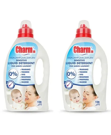 CHARMM Sensitive Laundry Liquid for Babies Laundry Cleaner Pack of 2 - 1L Each