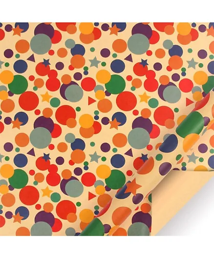 Generic Bubble Printed Kraft Wrapping Paper Multicolor - 6 Pieces