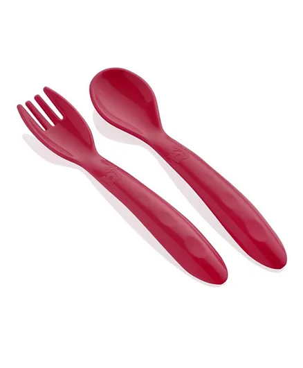 Babyjem Baby Spoon And Fork Set - Red
