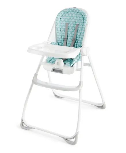 Ingenuity Yummity Yum Easy Folding High Chair for 6+ Months, 5-Point Safety Harness, Machine-Washable Pad, Compact - Goji