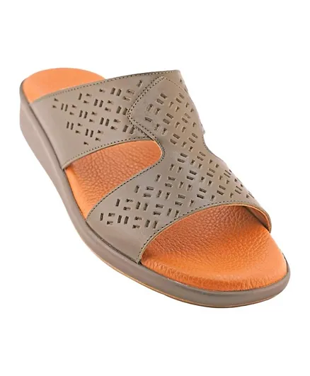 Barjeel Uno Leather Arabic Sandals - Grey